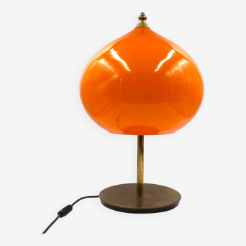 Mid-century modern orange glass Table lamp, Vistosi Italy, 1960s