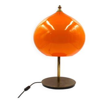 Mid-century modern orange glass Table lamp, Vistosi Italy, 1960s