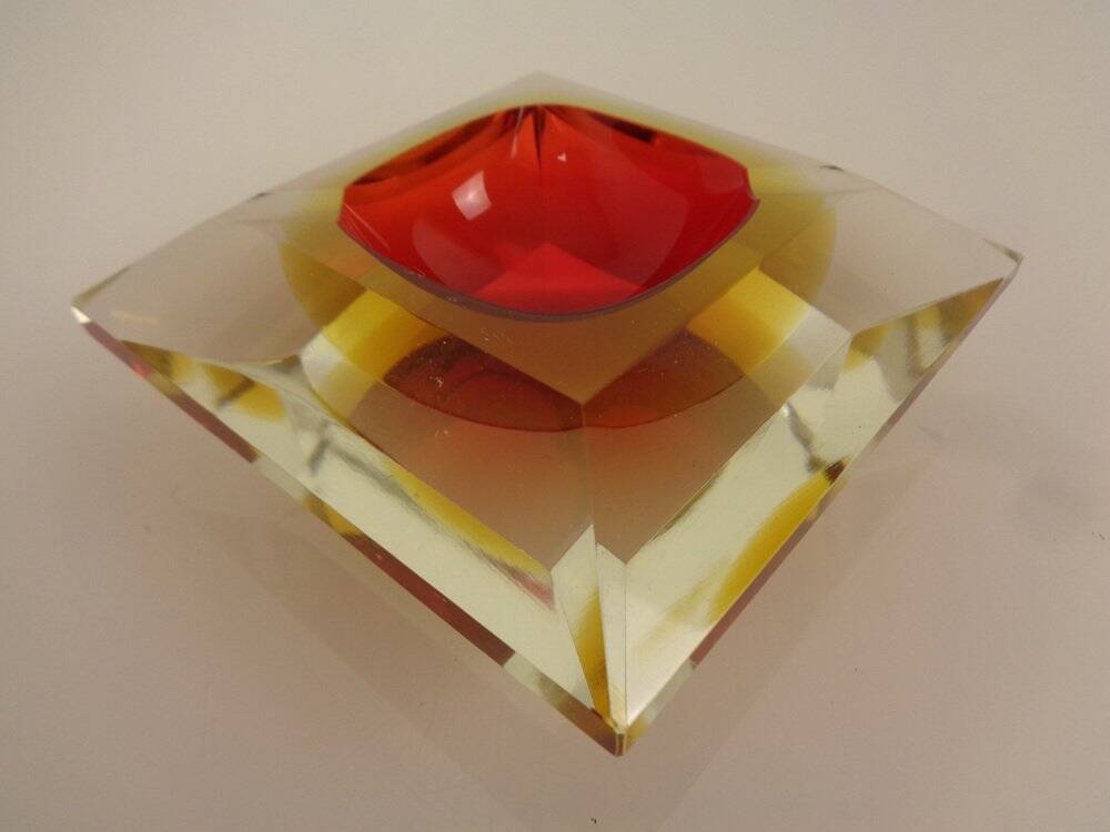 Sommerso Murano Glass Ashtray, Italy, 1960s