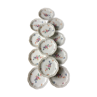 12 old porcelain dessert plates late 19th and early 20th