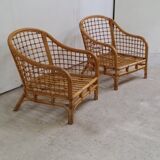 Pair of rattan armchairs