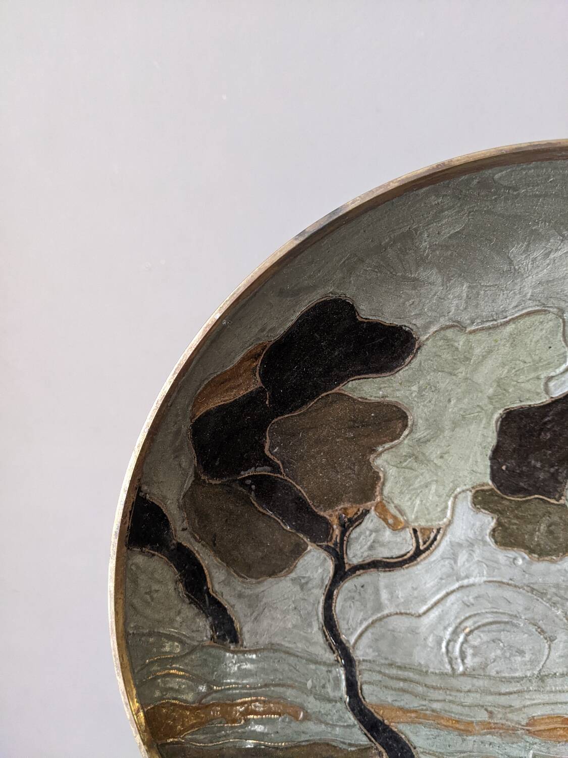 Vide poche laiton cloisonné décor peint à la main laiton émaillé