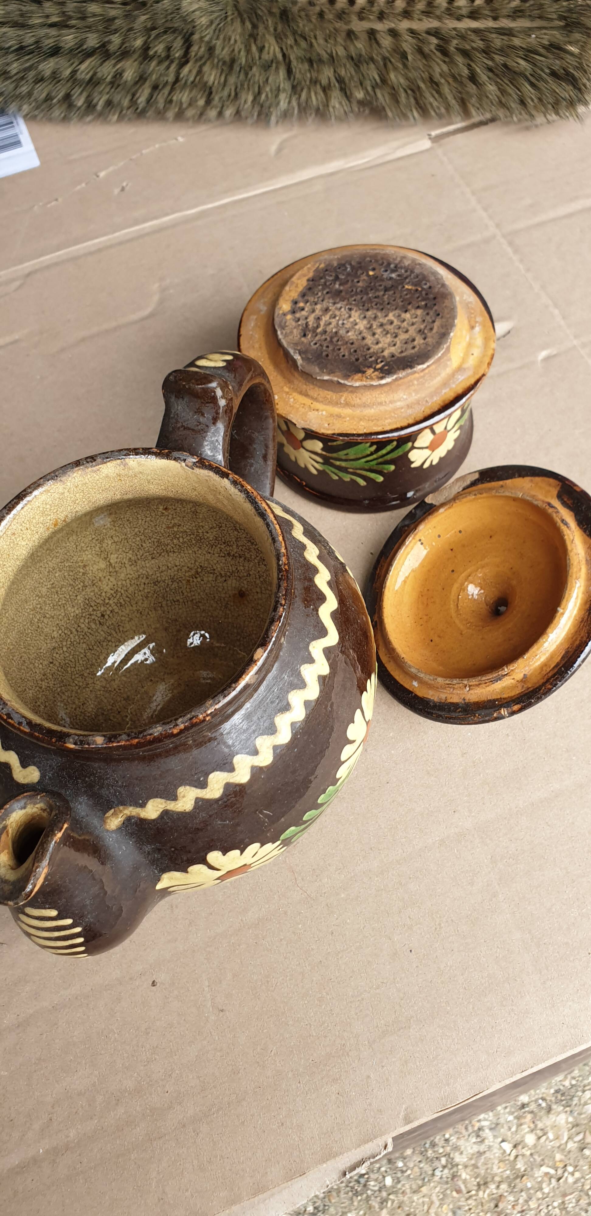 Alsatian glazed terracotta coffee pot