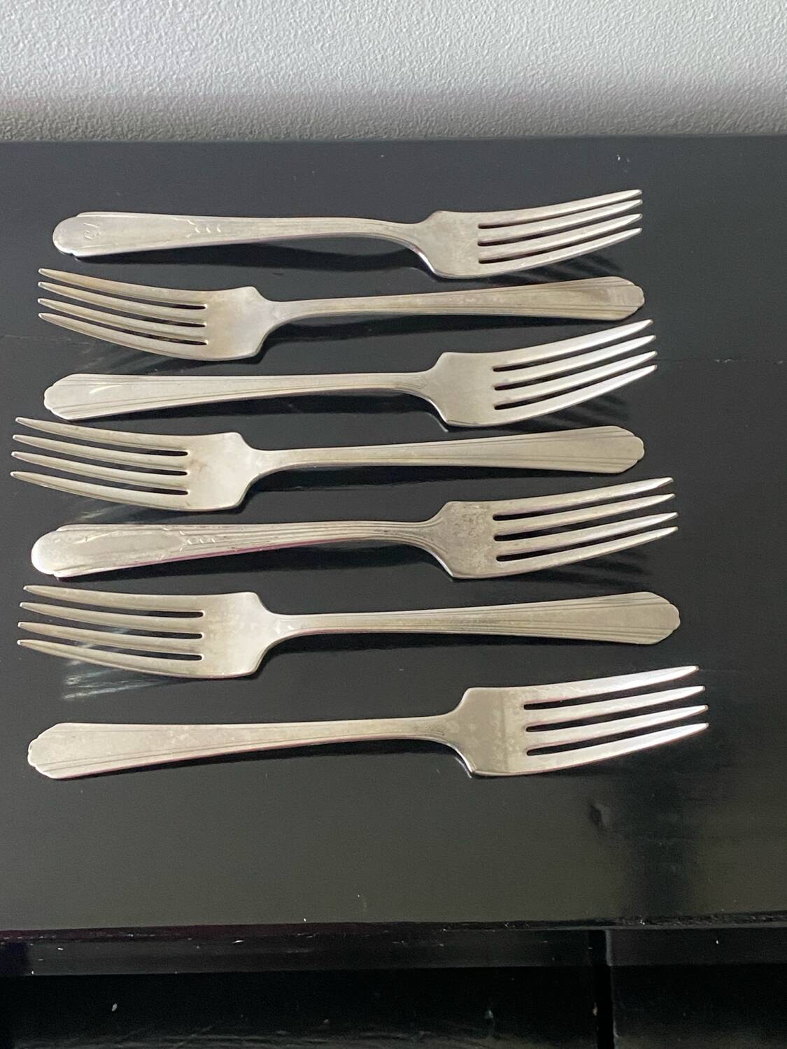Set of 6 small silver plated Art Deco Fairfield forks