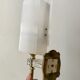 Pair of gold steel wall lamps, plexi and pleated plastic shades 60s-70s