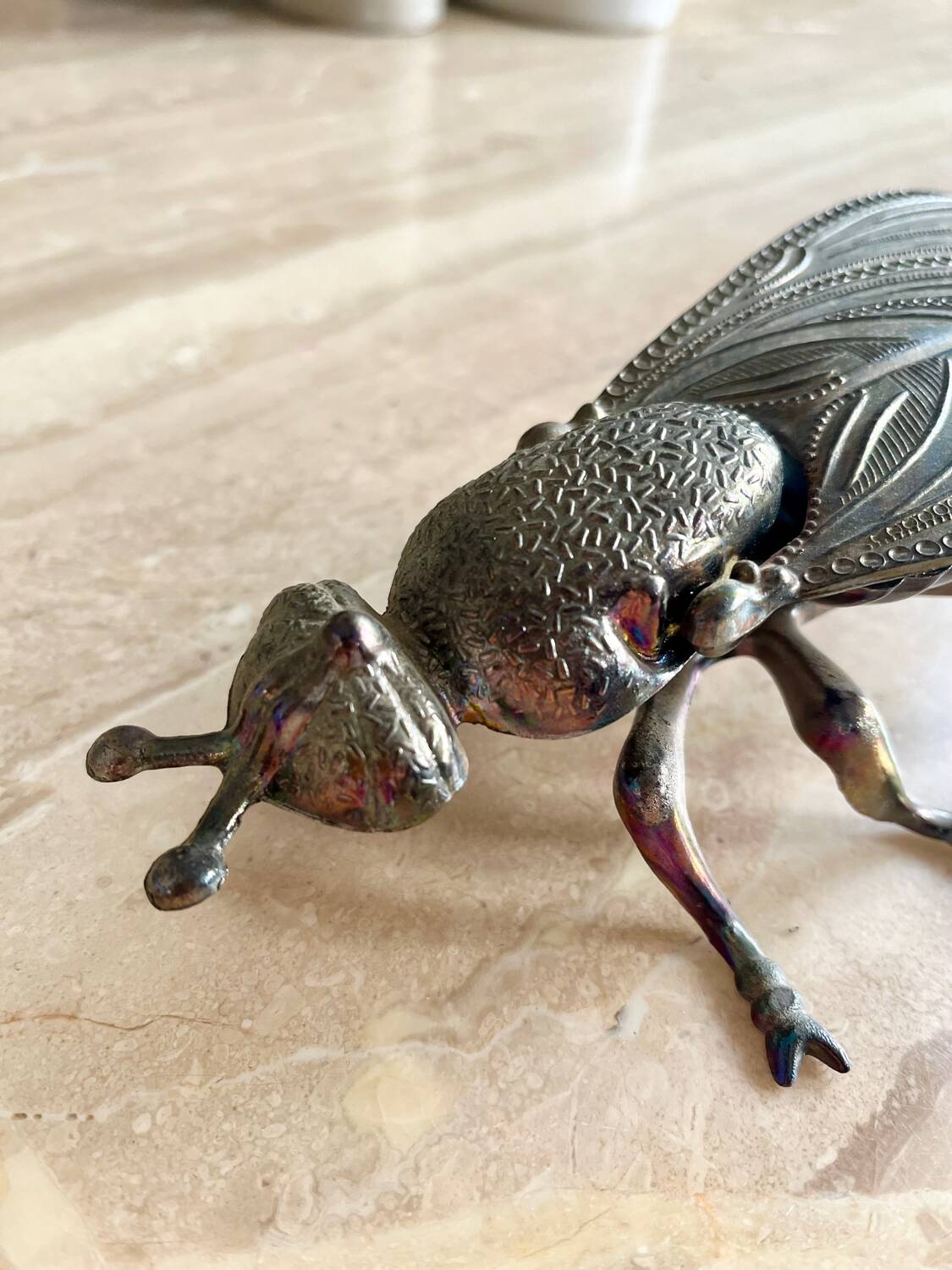 Vintage brass fly ashtray