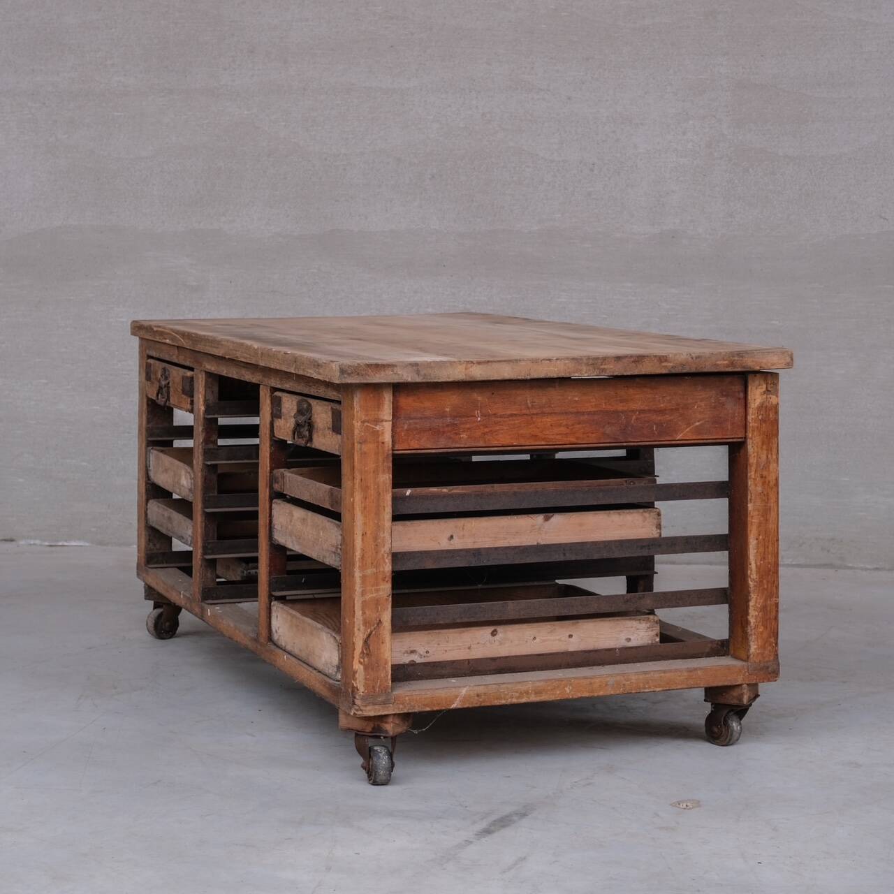Antique English Bakers Kitchen Worktop or Kitchen Island Table