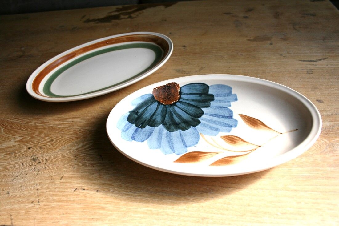 Set of 2 oval serving dishes faience Gien