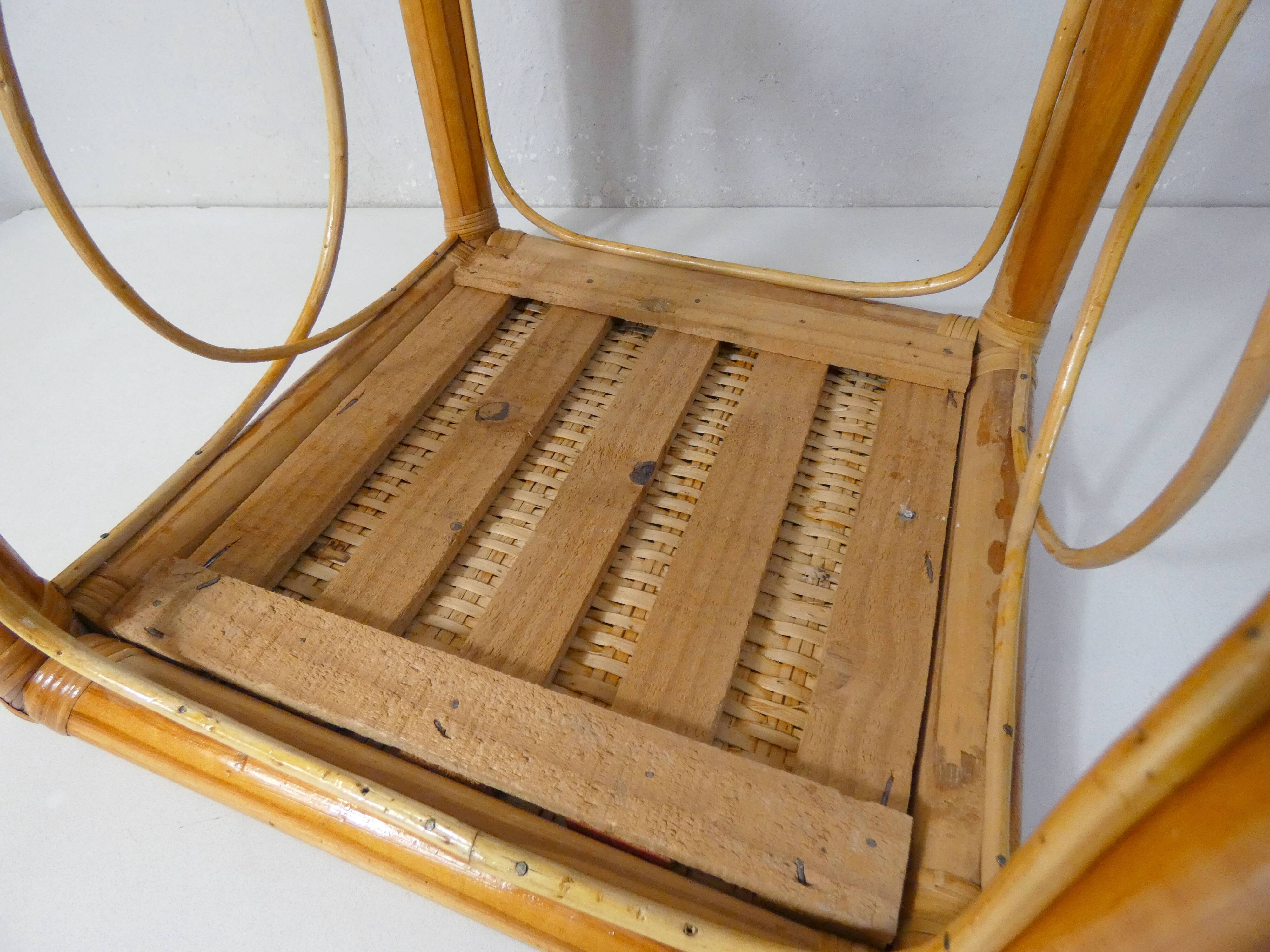 Vintage rattan sofa side table
