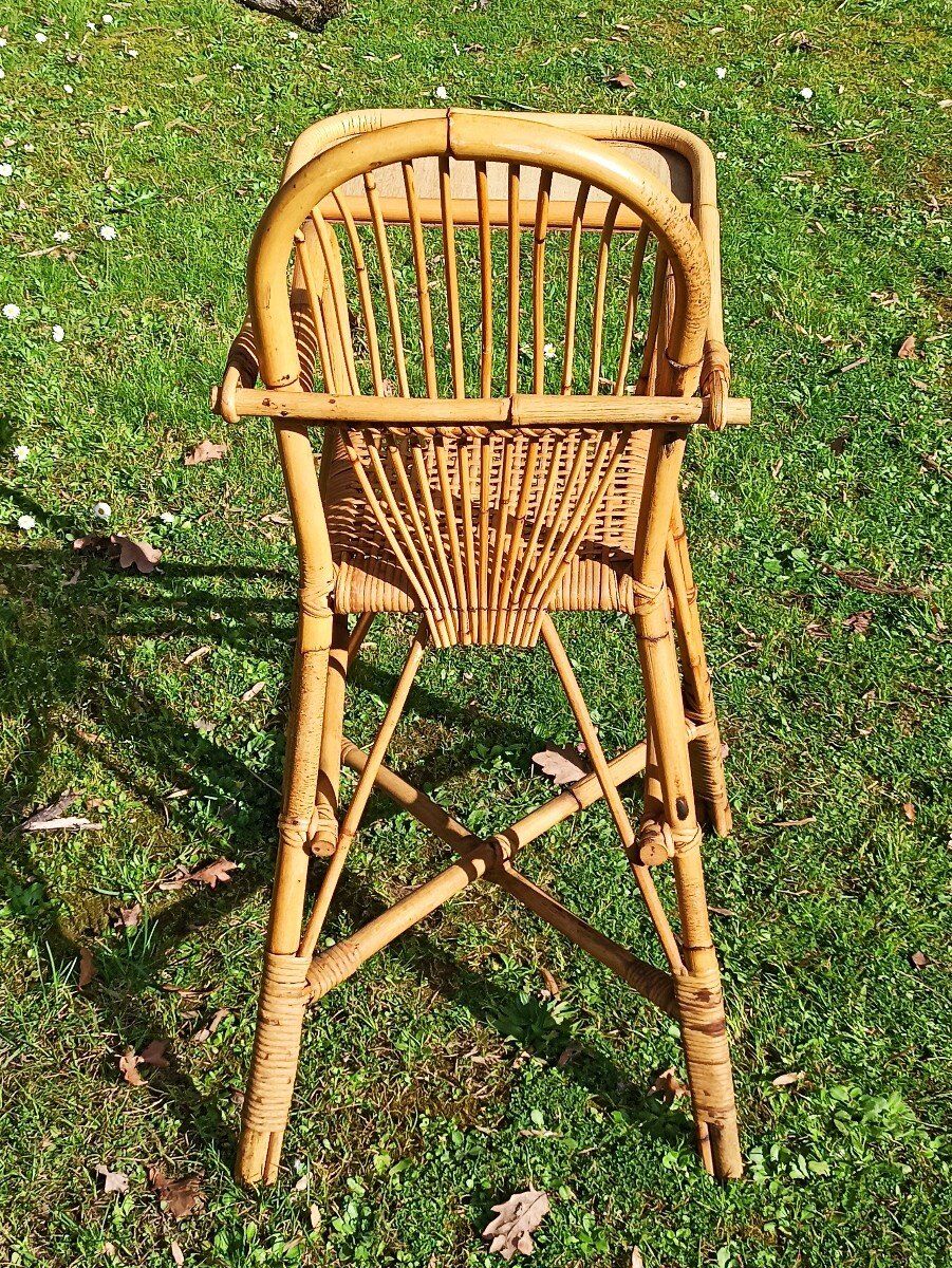 Chaise haute pour enfant en rotin