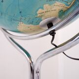 Illuminated geoscope globe on a chrome stand, Italy circa 1980