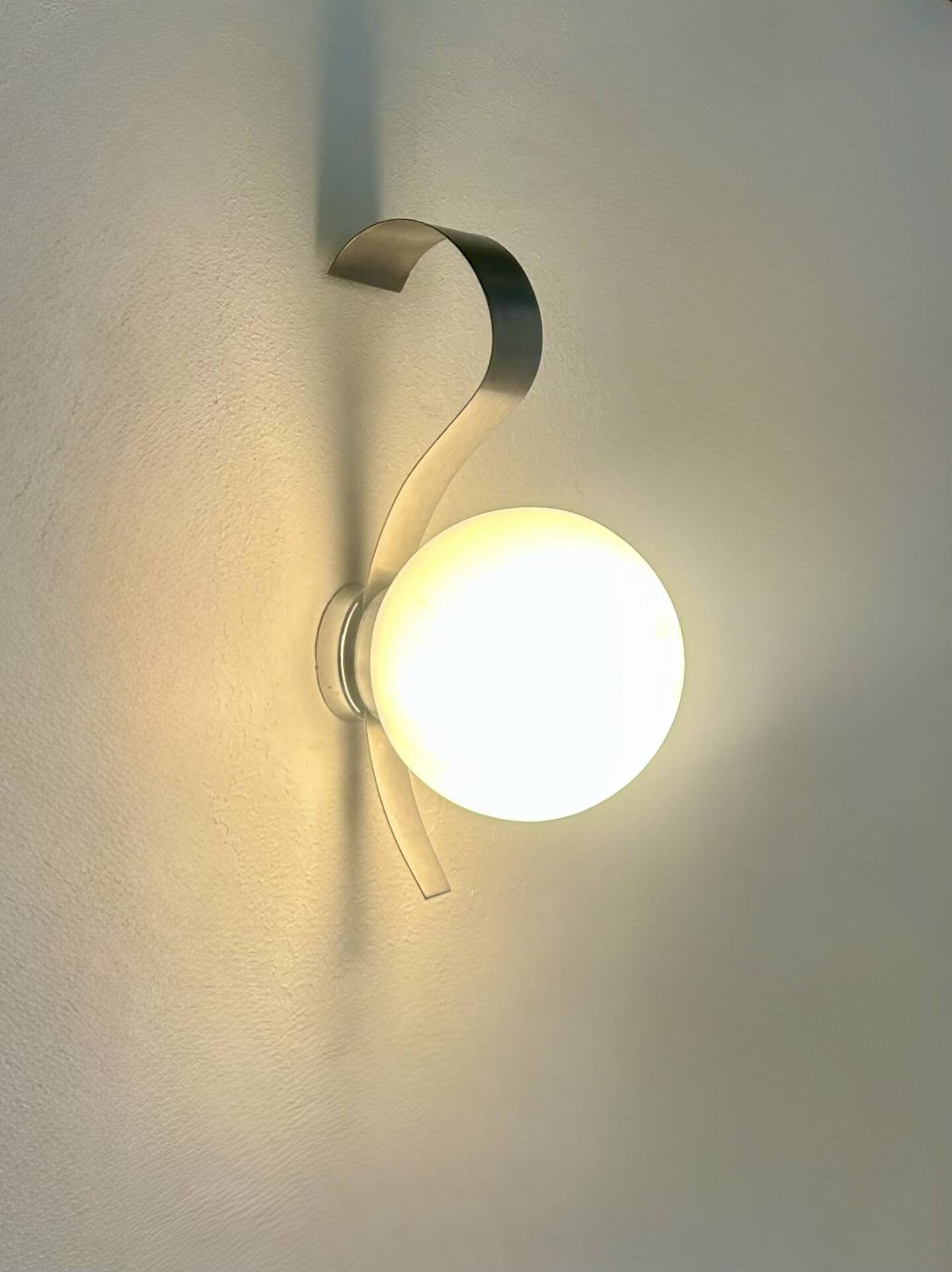Vintage wall light, opaline glass and brushed metal, France, 1960