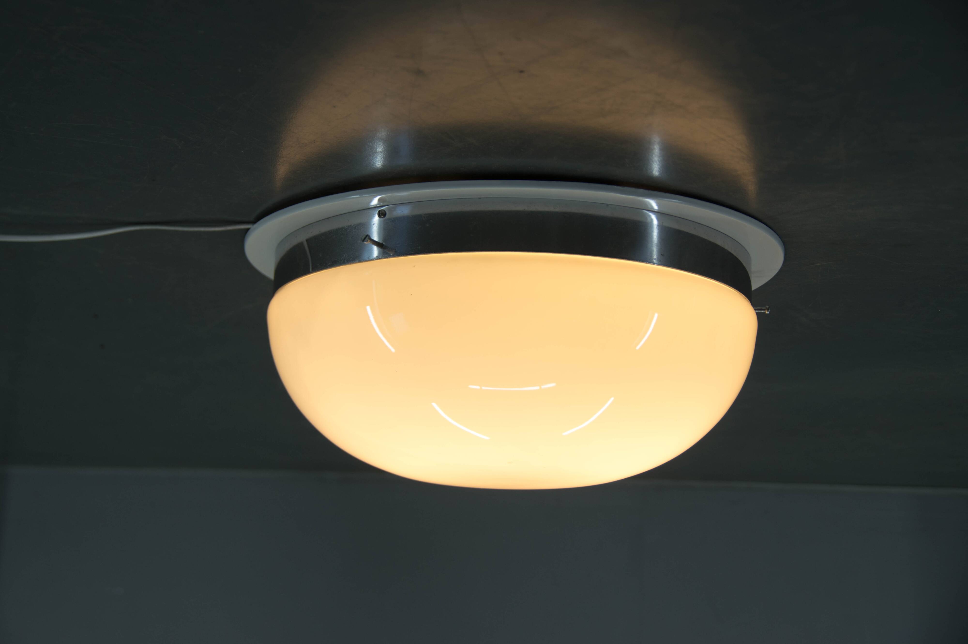 Big Bauhaus Chrome Flushmount or Wall Light, 1940s