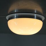 Big Bauhaus Chrome Flushmount or Wall Light, 1940s