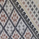 Tapis blanc multicolore fait main en pure laine