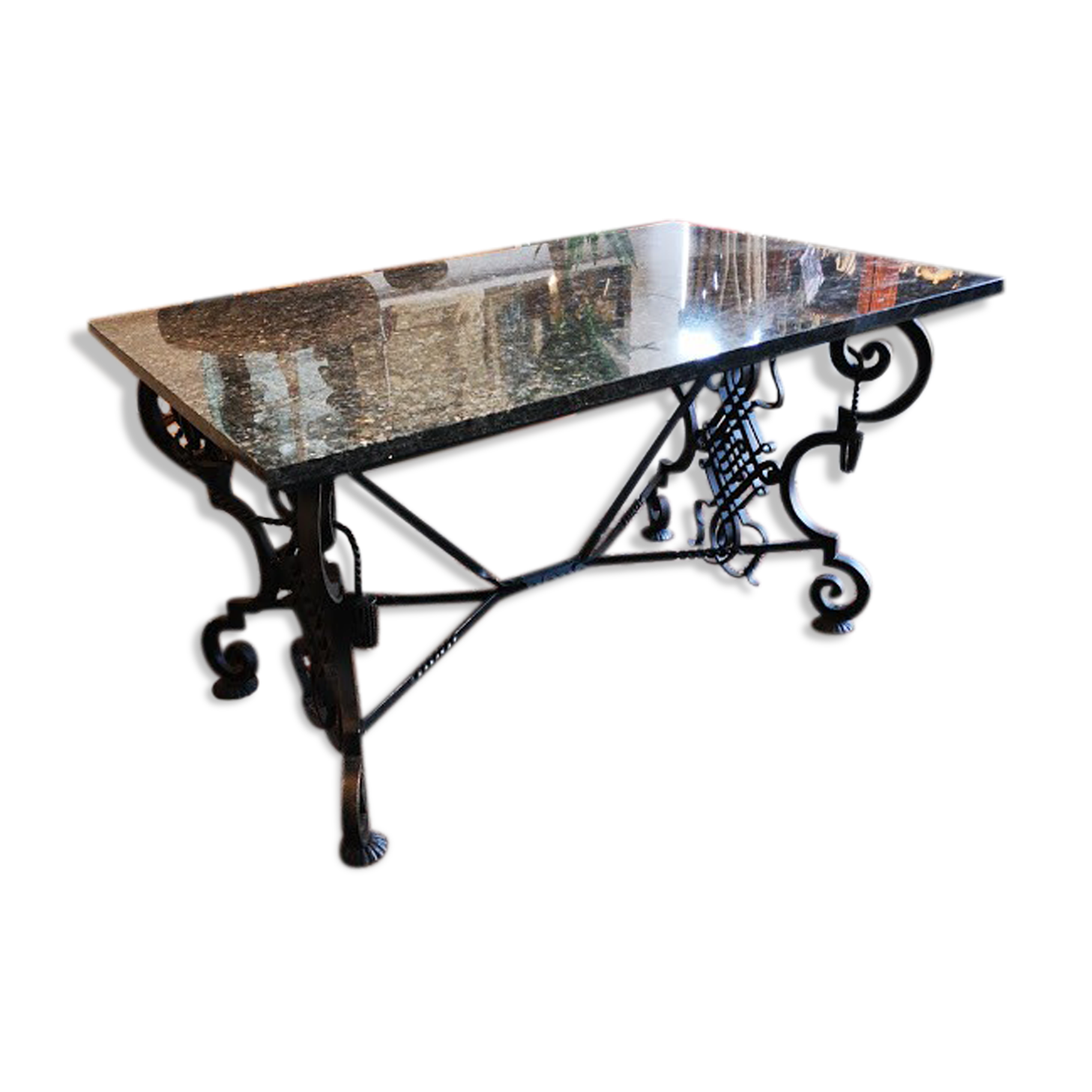 Art deco wrought iron and granite Gilbert Poillerat 1930