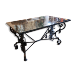 Table art déco fer forgé et granit Gilbert Poillerat 1930
