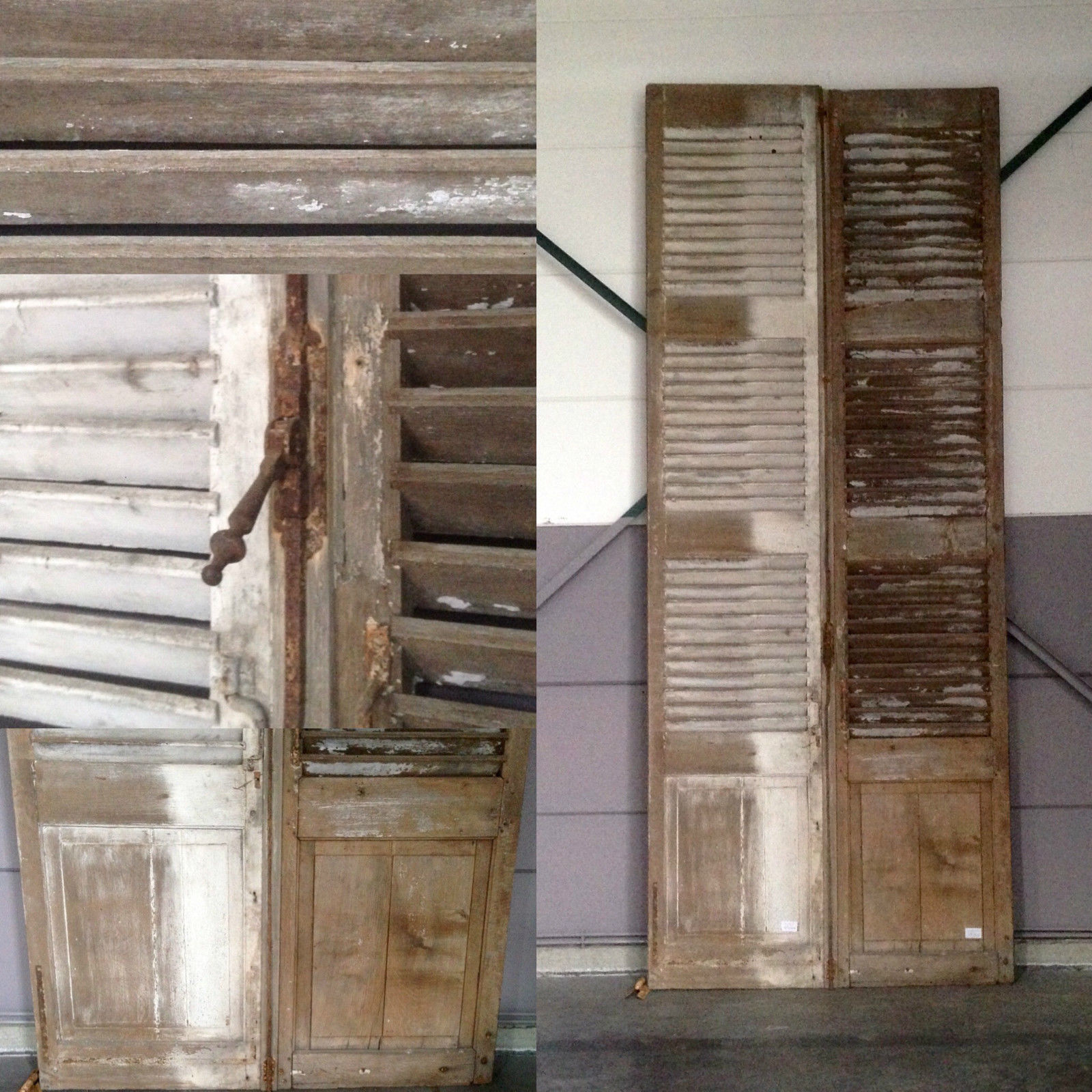 Pair of solid oak louvered shutters