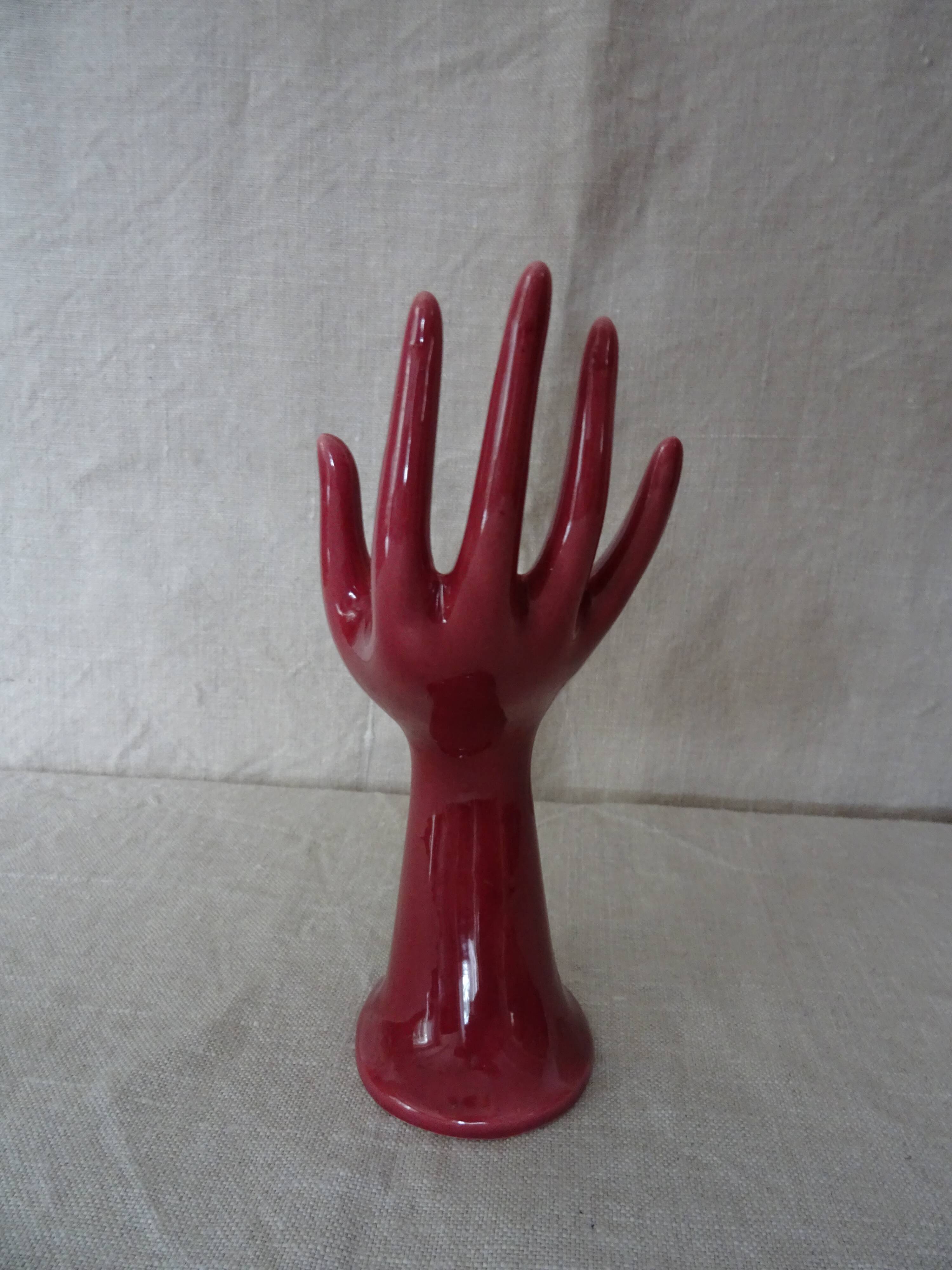 Hand ceramic fig tree color red burgundy