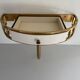 Floating wall console with drawer, brass body and marble top, 1960s, Italy