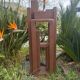Superb postmodern brutalist sculpture in wood, metal, and material.