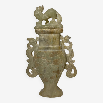 Archaic style covered vase in hard stone, China 20th century