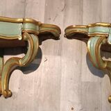 Pair Of Drop-shaped Consoles To Be Hanged, Lacquered And Gilt, Early 1900s