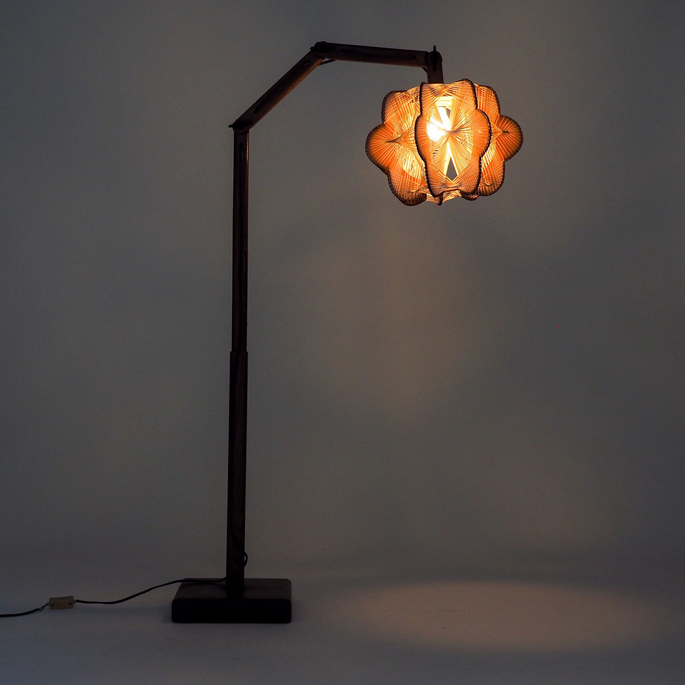 Vintage Danish floor lamp with woven shade