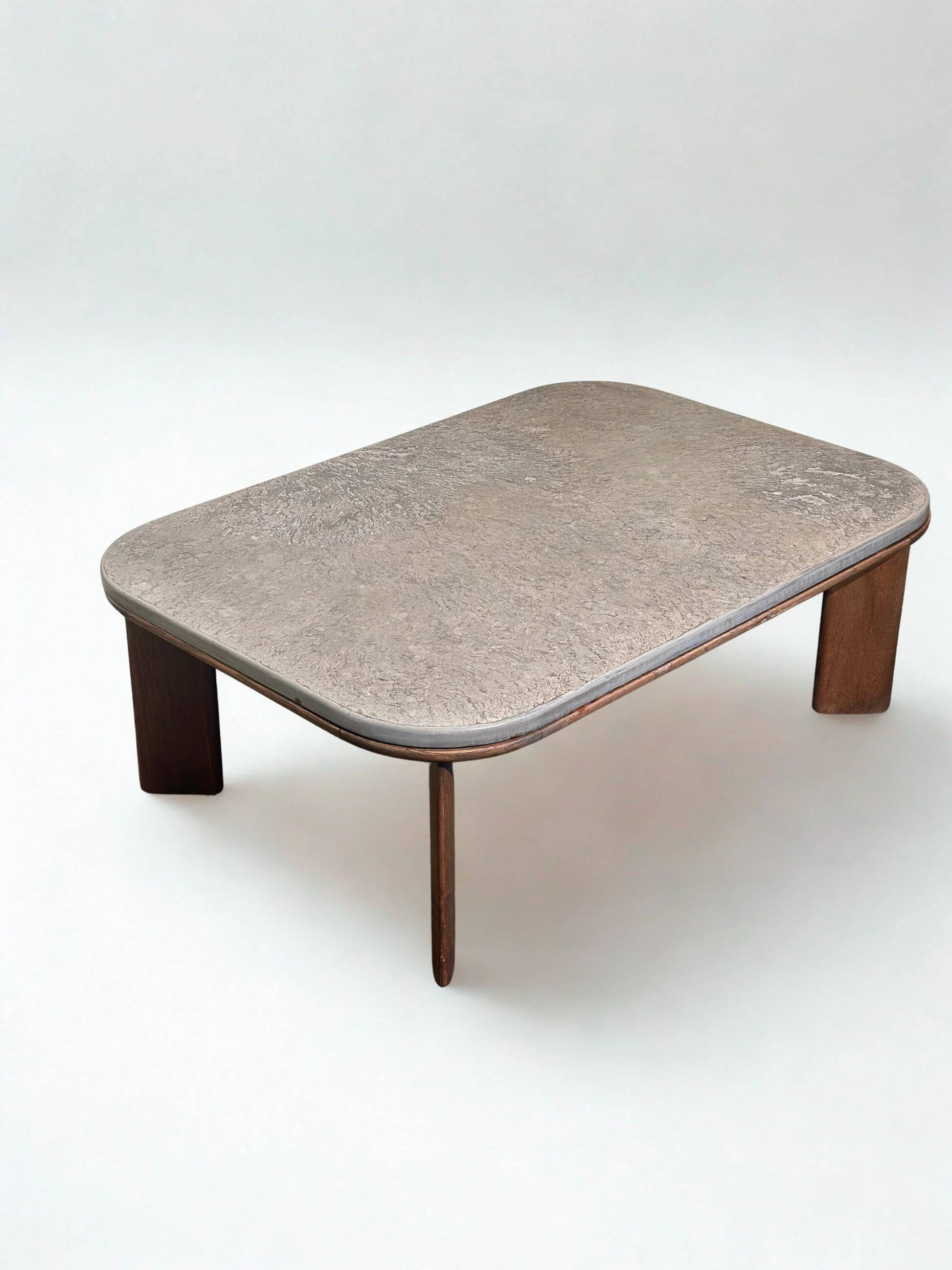 Brutalist slate coffee table