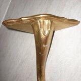 Golden wood corner console shelf