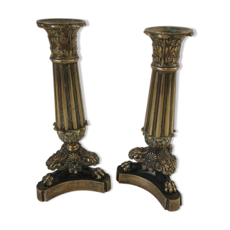 Pair of 19th bronze candle holders