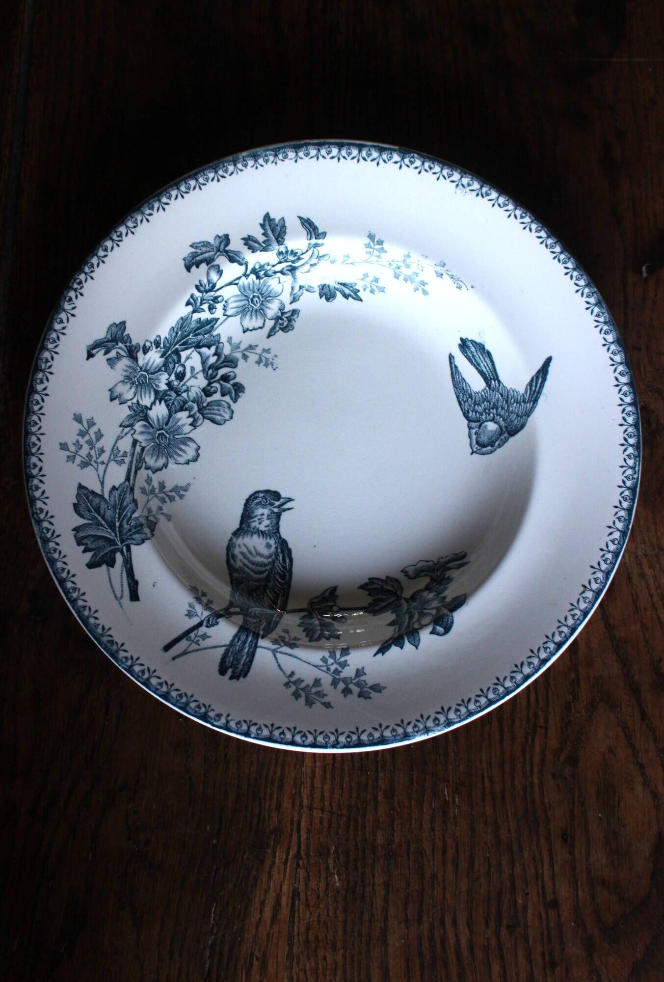 A deep plate Terre de fer Blue Mésange Longwy