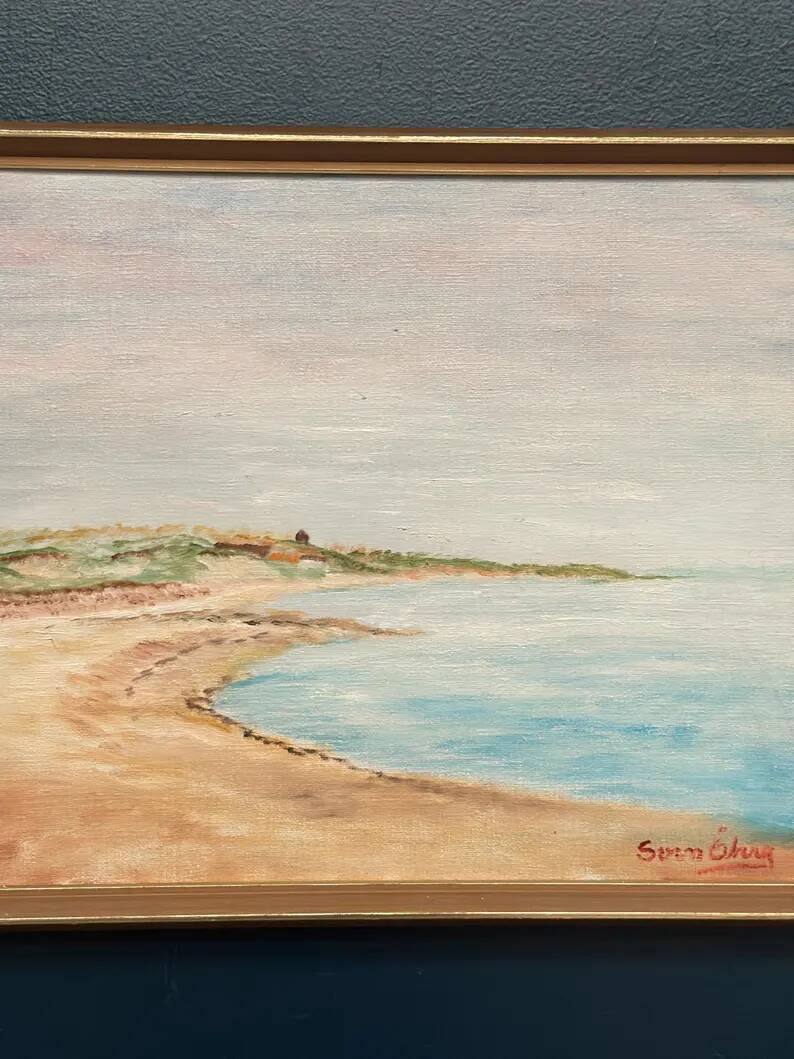 Original Swedish Oil on Canvas - "Côte" by Svan Öberg - Signed - Vintage and Framed - 49 x 38 cm (19.3" x 15")