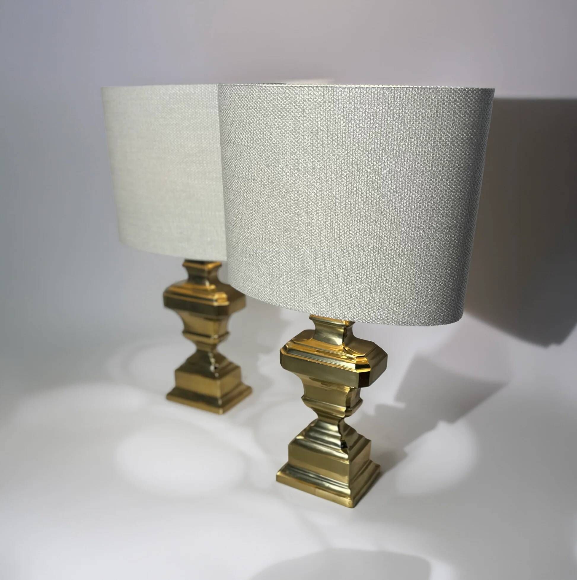 Pair of Italian brass table lamps from the 1950s.