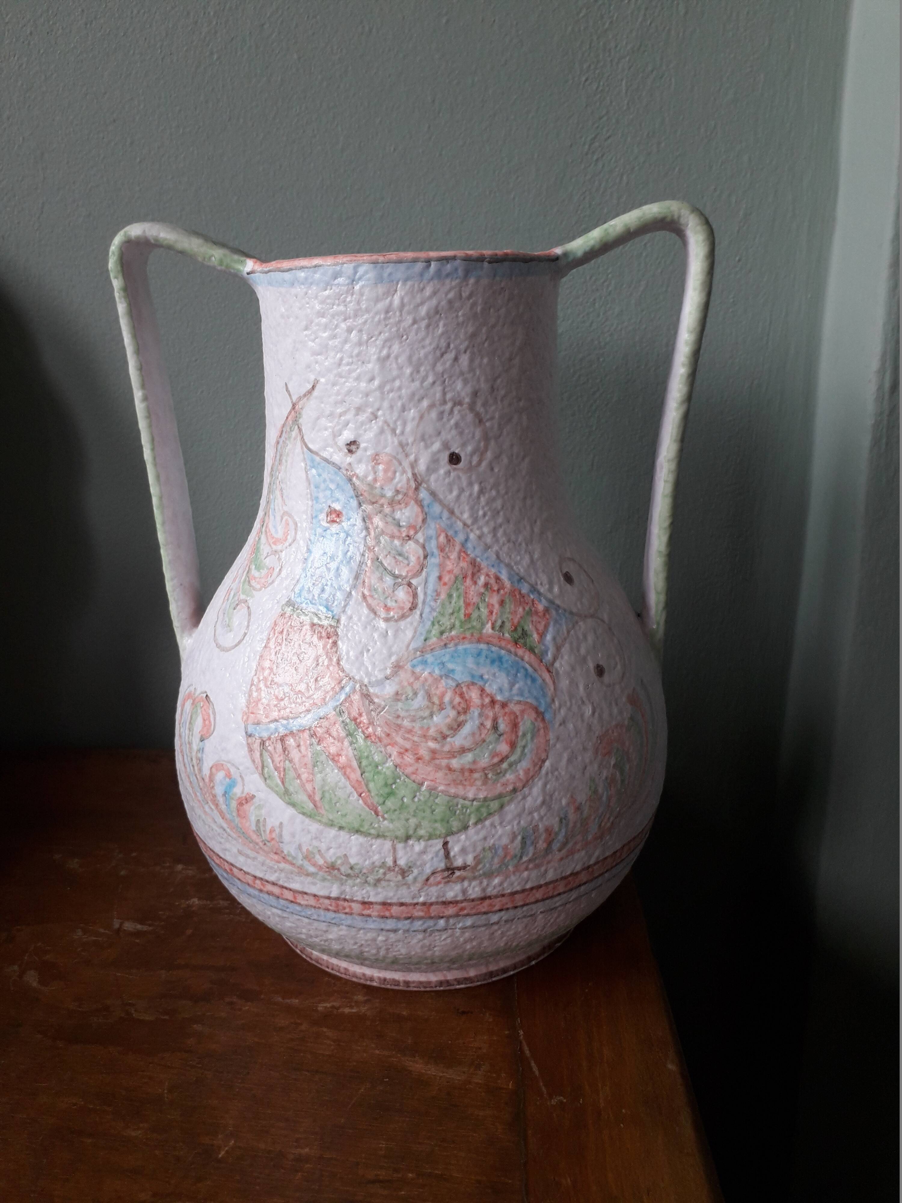 vase in Italian ceramic signed Castel Sardo
