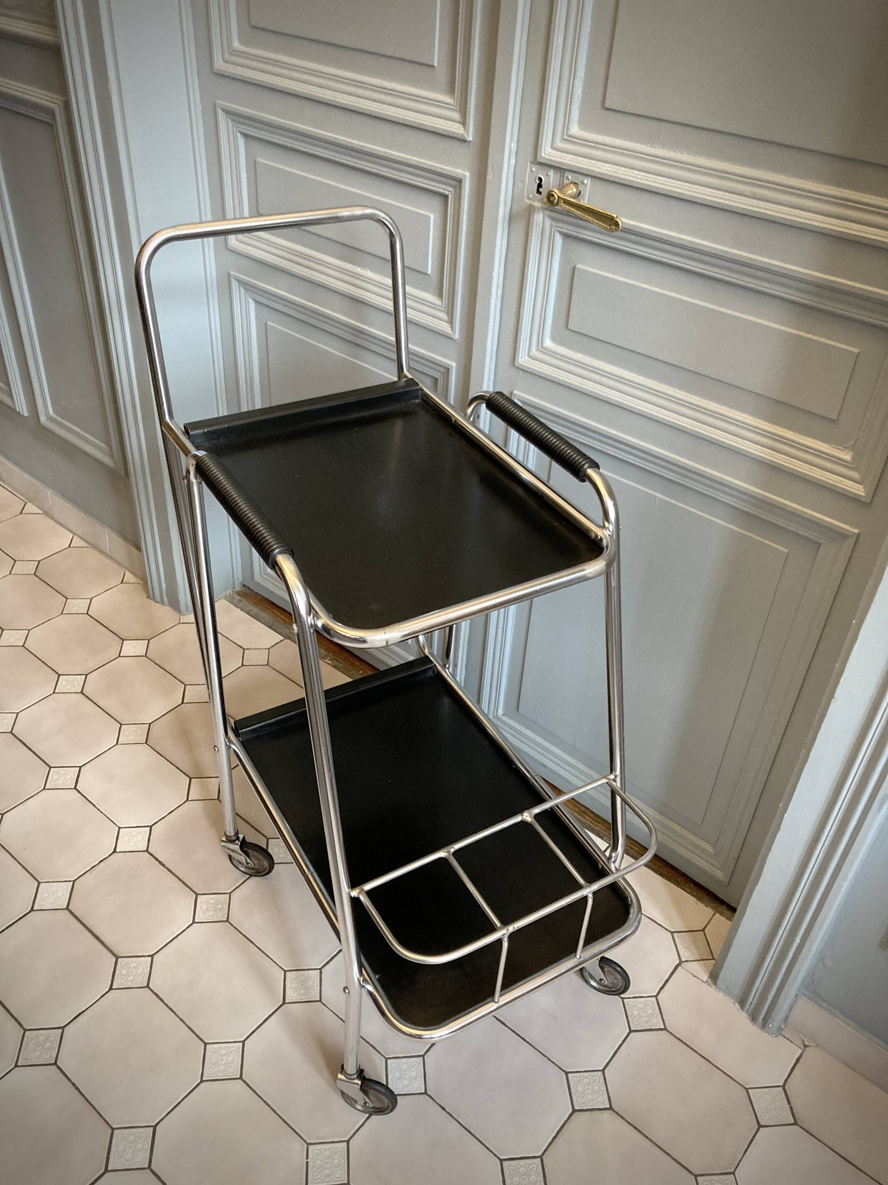 French Regency style metal serving trolley 1950