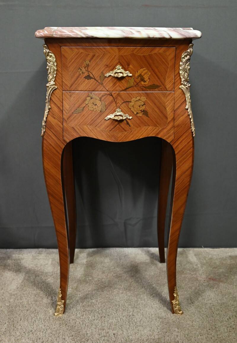 Pair of marquetry bedside tables, Louis XV style – 1960