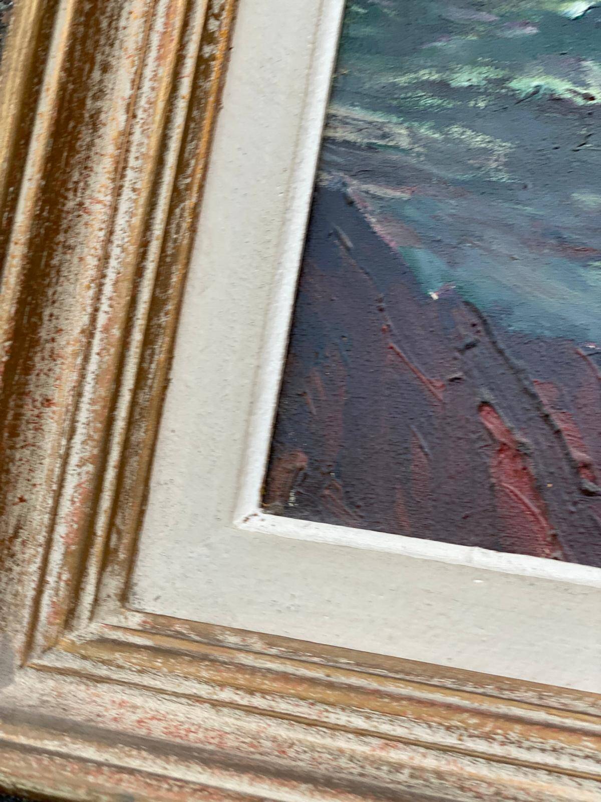 Oil painting on canvas Clody.F 1977 equunox pond Finistère