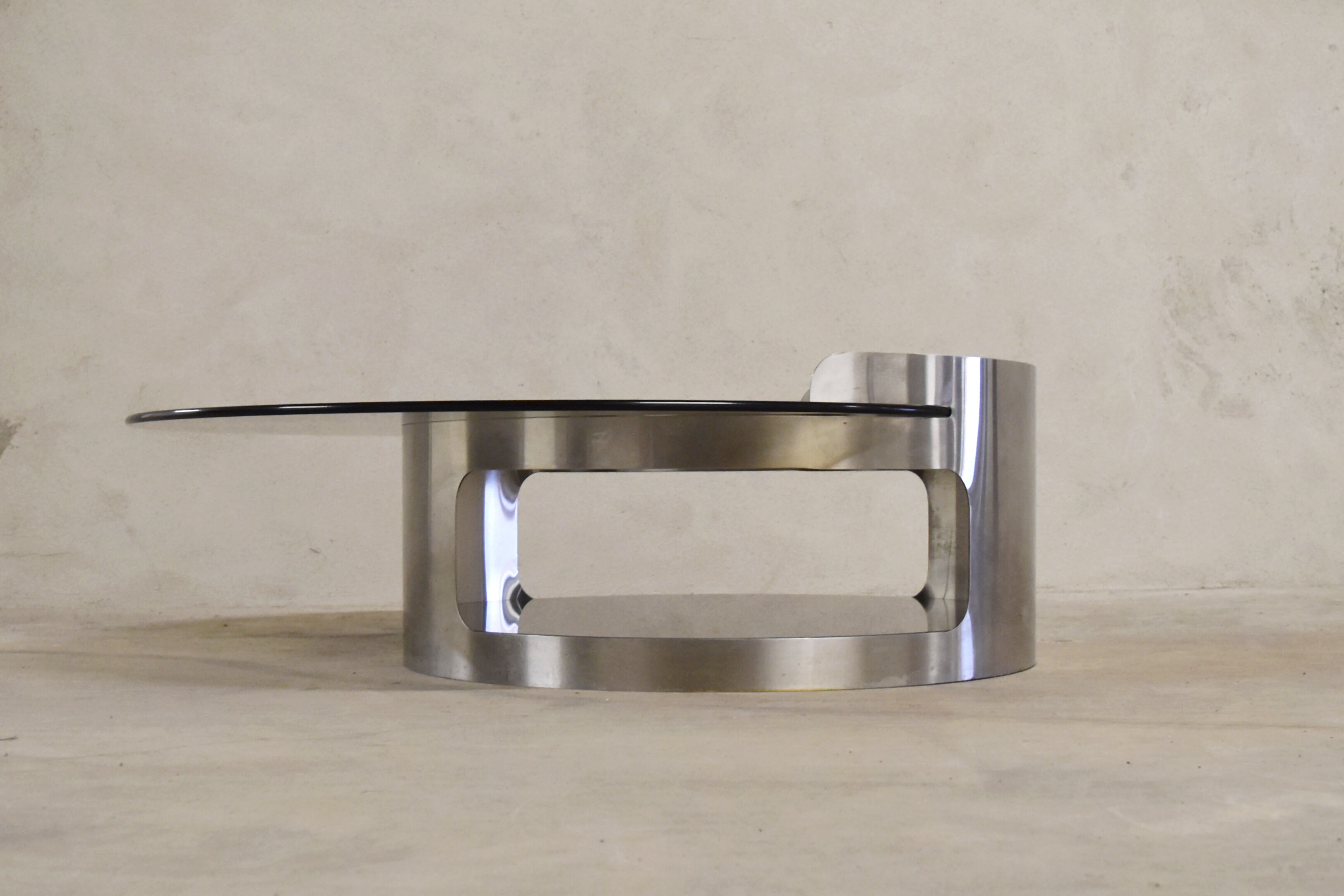 70s brushed steel coffee table