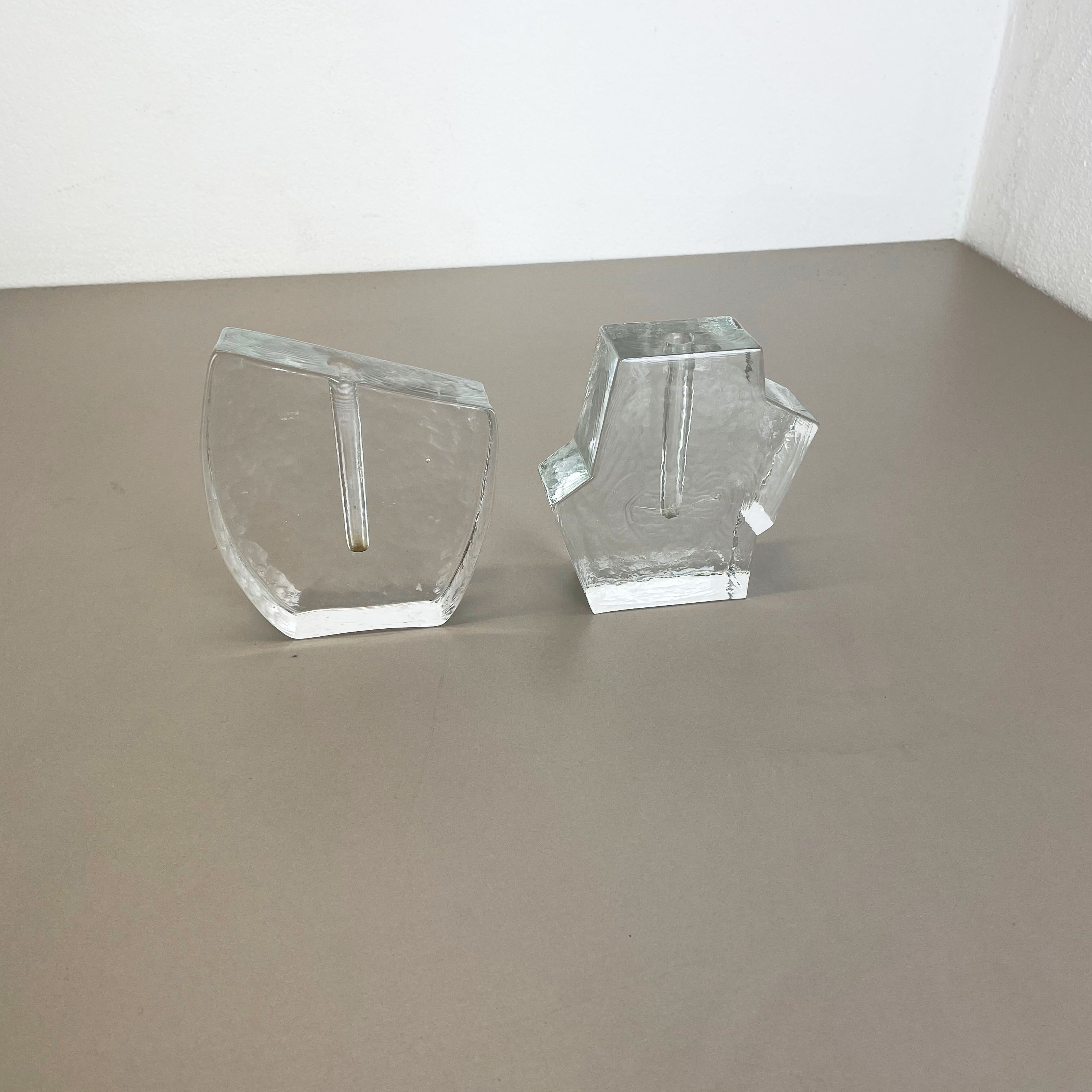 Set of 2 "brutalist" rock glass vases, germany 1970