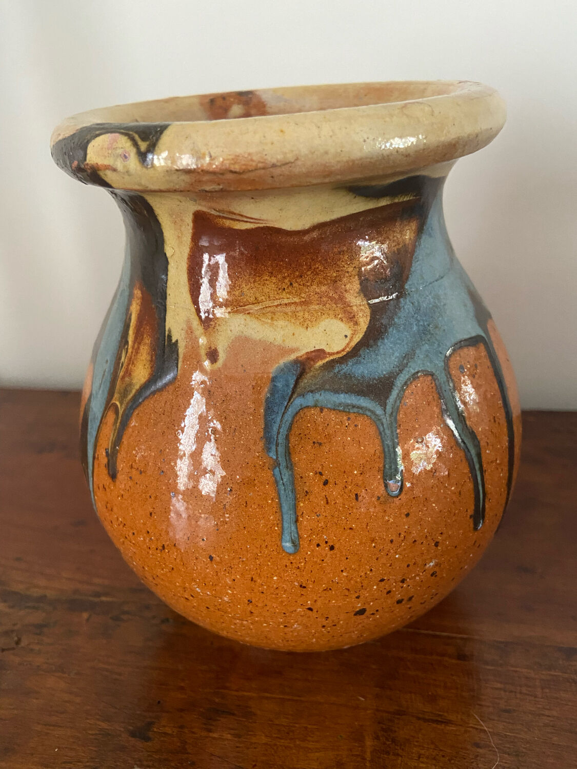 Glazed clay vase