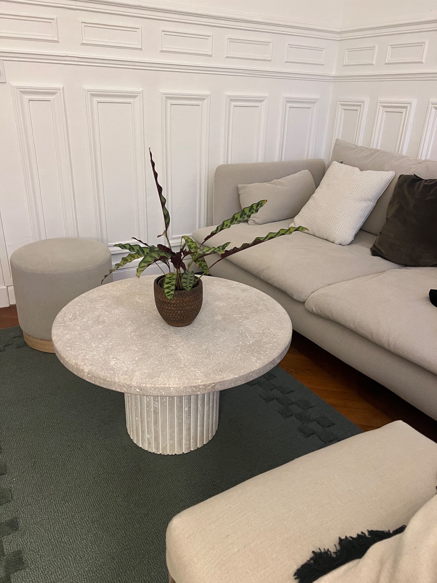 Beige Avenue travertine coffee table