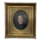 Portrait, oil on canvas of a woman signed by Louis Joseph Digout, 19th century.