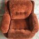 Space-age armchair shell smooth velvet brown - vintage 1970