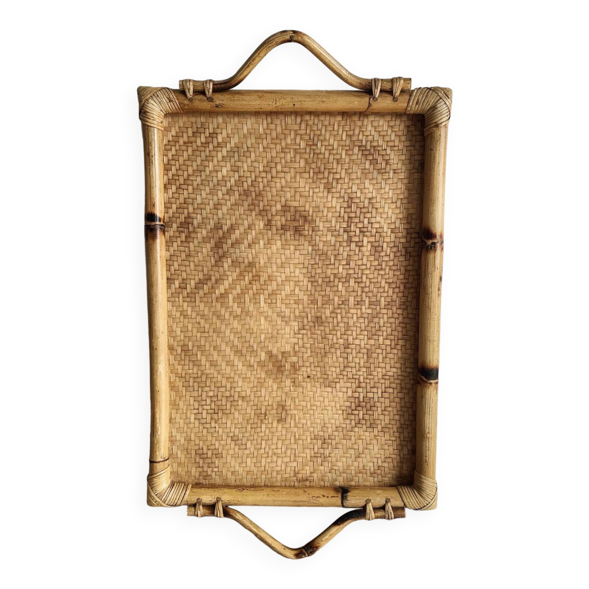 Vintage bamboo and rattan tray