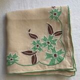 Nappe à thé brodée vintage et serviettes