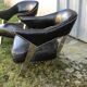 Pair of aviator chairs design XXeme leather and aluminum