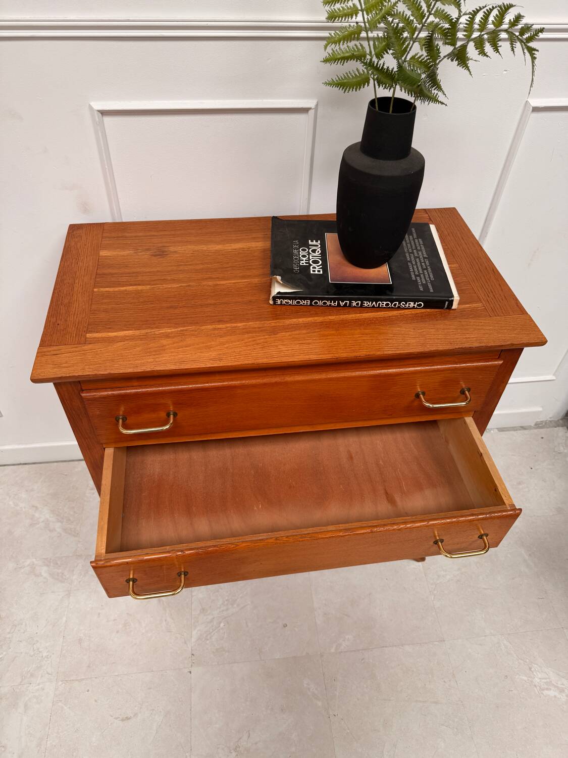 Vintage chest of drawers with compass feet