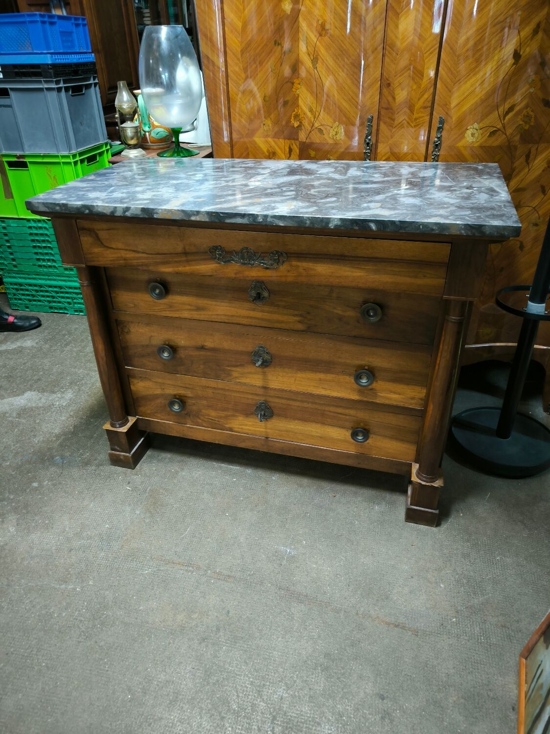 Empire period walnut chest of drawers