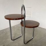 Bauhaus art deco console table in wood and chrome